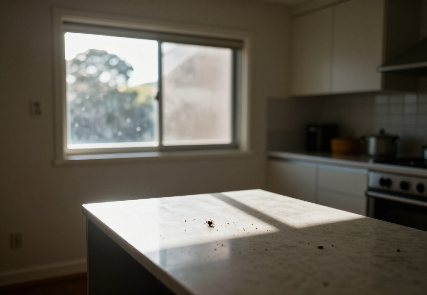 Rodent droppings and gnaw marks in a Kingsford rental property